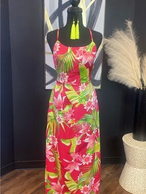 Tropical Pink Floral Maxi Dress